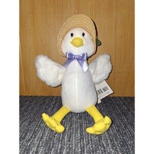 Vintage Hallmark Plush 8” Mrs.Downey Goose with Straw Hat W/ Original Tags-New